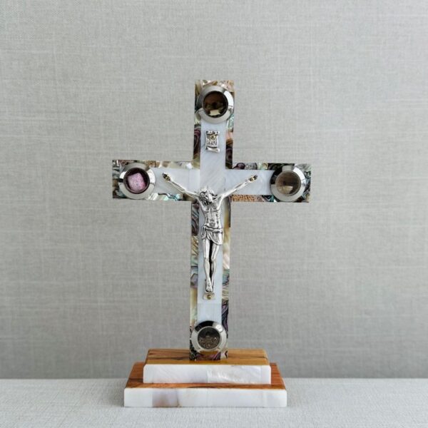 CRUZ DE TIERRA SANTA- CRISTALES CON BASE - Imagen 4