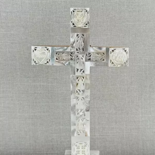 CRUZ DE MADRE PERLA TIERRA SANTA - Imagen 3