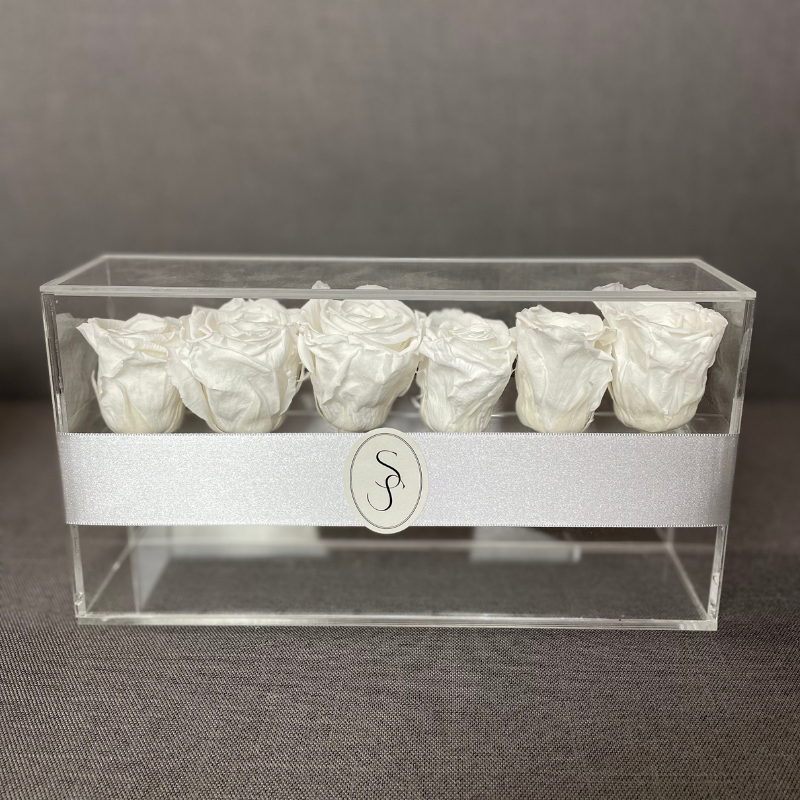 ROSAS BLANCAS PRESERVADAS EN CAJA DE ACRÍLICO - Imagen 3